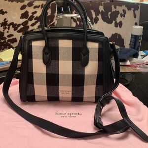 Kate Spade Black and White Plaid Satchel Crossbody